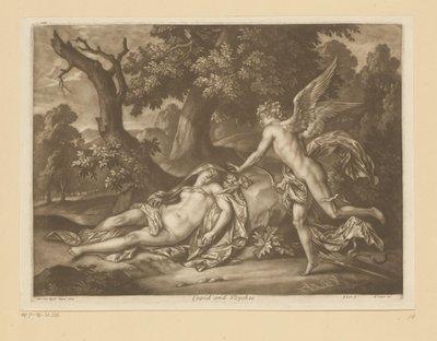 Cupido en Psyche Cupid and Psyches (otsikko esineessä) tekijältä Bernard Lens (II)