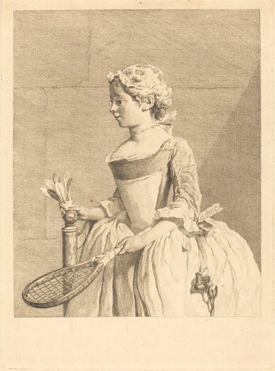 Nuori tyttö ratissa (Nuori tyttö raguettella) tekijältä Bernard Lépicié after Jean Siméon Chardin