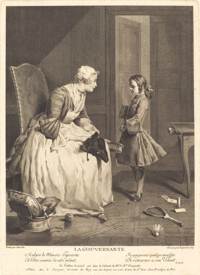 Kotiopettajatar tekijältä Bernard Lépicié after Jean Siméon Chardin