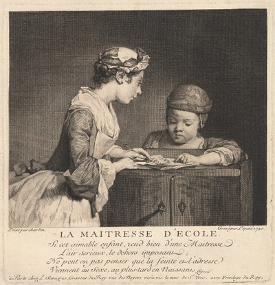 Koulun opettaja tekijältä Bernard Lépicié after Jean Siméon Chardin