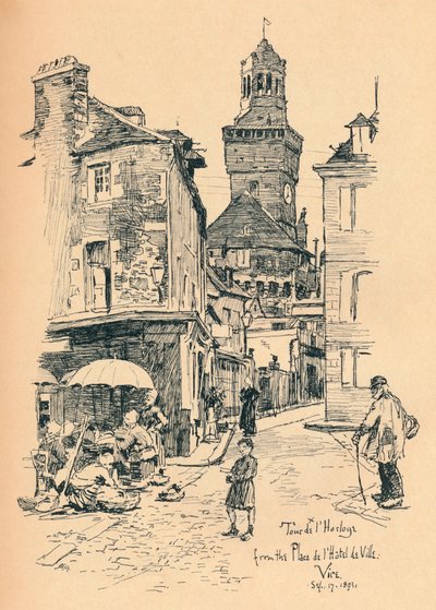 Kellotorni, Vire, c1893 tekijältä Bernard Partridge