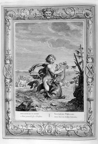 Delfiinin pelastama Arion, 1733 tekijältä Bernard Picart