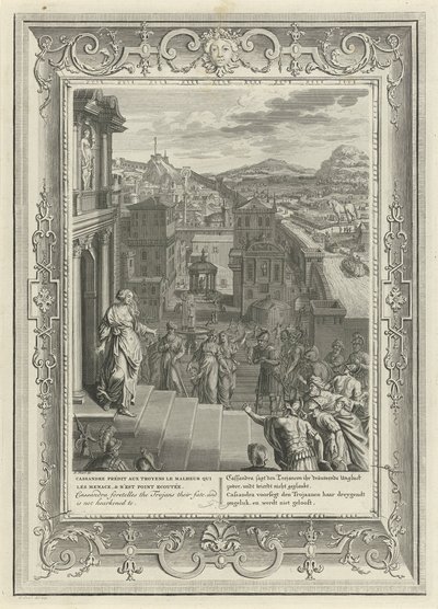 Cassandra ennustaa Troijan tuhoa vuonna 1731 tekijältä Bernard Picart