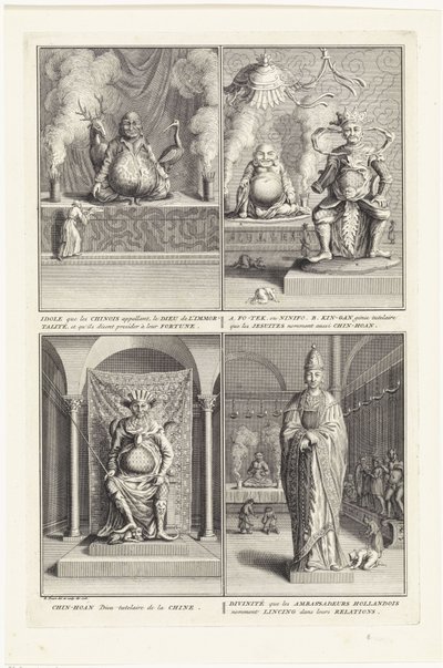 Neljä kiinalaista jumalaa, 1728 tekijältä Bernard Picart