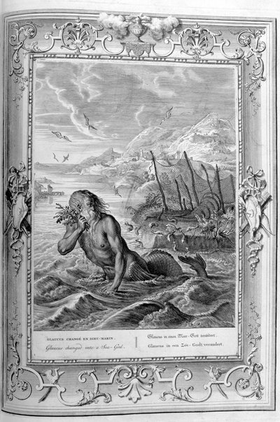 Glaucus muuttui merenjumalaksi, 1733 tekijältä Bernard Picart