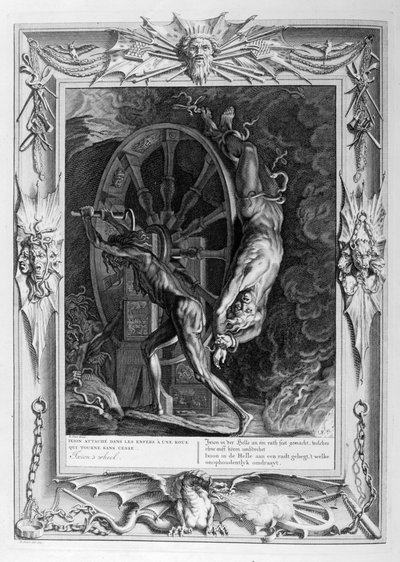 Ixion Tartaruksessa pyörässä, 1733 tekijältä Bernard Picart