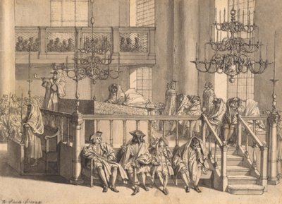 Juutalainen uusivuosi Amsterdamin portugalilaisessa synagogassa tekijältä Bernard Picart
