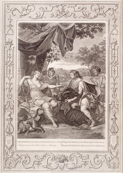 Meleager esittelee Villisian pään Atalantalle, 1731. tekijältä Bernard Picart