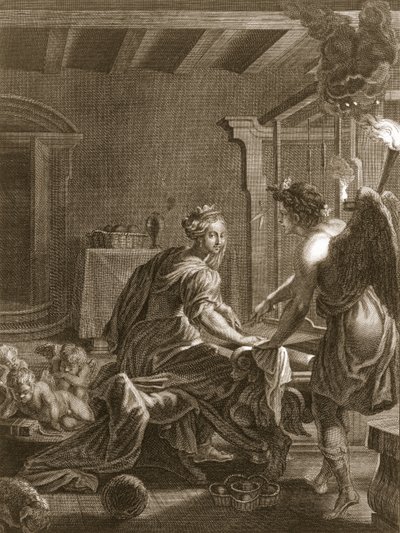 Penelope hänen kangaspuussaan, 1731 tekijältä Bernard Picart