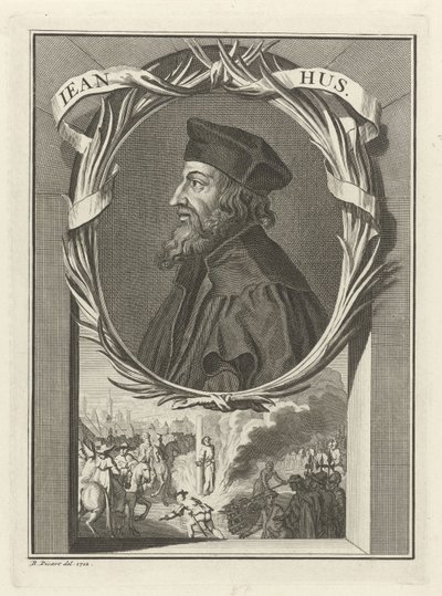 John Husin muotokuva, 1712 tekijältä Bernard Picart