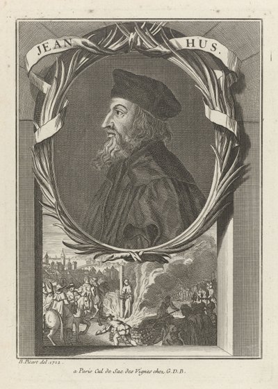 John Husin muotokuva, noin 1720 tekijältä Bernard Picart