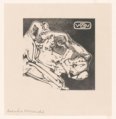 Leijonan pää Lioness (alkuperäinen nimi) tekijältä Bernard Willem Wierink (signed by artist)
