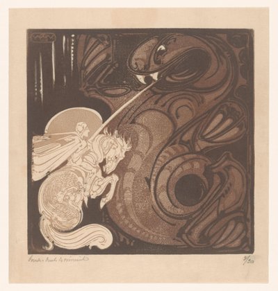 St. Joris (alkuperäinen nimi) tekijältä Bernard Willem Wierink (signed by artist)