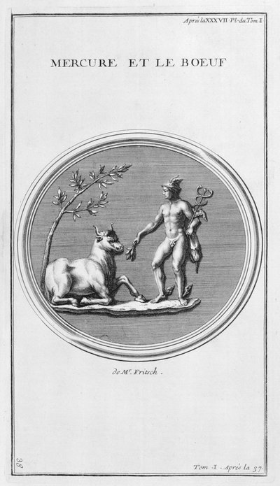 Merkurius ja härkä, 1757 tekijältä Bernard de Montfaucon