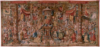 Flanderin kuvakudos. Sarja The Honours. Usko (La Fe). Ensimmäinen kuvakudos sarjassa. Mallisarjakuvapiirtäjät Bernard van Orleyn ja Jan Gossaertin (Mabuse) piiristä. Valmistus Pieter van Aelst, Bryssel. Noin 1550. Kangas Kulta, hopea, silkki ja villa. tekijältä Bernard van Orley