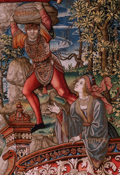 Flanderin kuvakudos. Sarja The Honours. Oikeus (La Justicia, Los Honores). Sarjan yhdeksäs kuvakudos. Mallisarjakuvapiirtäjät Bernard van Orleyn ja Jan Gossaertin (Mabuse) piiristä. Valmistus Pieter van Aelst, Bryssel. Noin 1550. Kangas Kulta, hopea, tekijältä Bernard van Orley