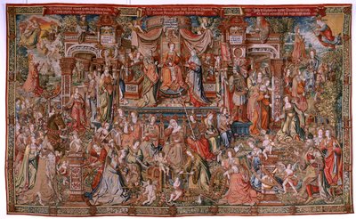 Flanderin kuvakudos. Sarja The Honours; Prudence (La Prudencia). Seitsemäs kuvakudos sarjassa. Mallisarjakuvapiirtäjät Bernard van Orleyn ja Jan Gossaertin (Mabuse) piiristä. Valmistus Pieter van Aelst, Bryssel. Noin 1550. Kangas Kulta, hopea, silkki ja w tekijältä Bernard van Orley