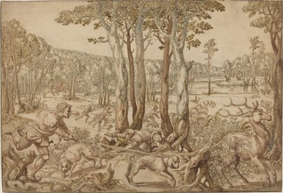 Maximilianin metsästys: Hirvenmetsästys (elokuu) tekijältä Bernard van Orley