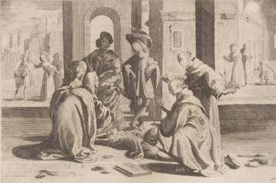 Jakso 25: Roomassa Saint Bernardino parantaa sairaan nuoren miehen, jakso 26: Saint Bern..., 1610-39. tekijältä Bernardino Capitelli