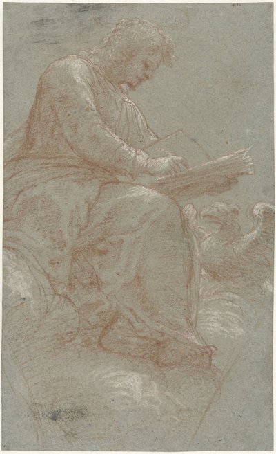 Pyhä Johannes kirjoittaa pilviin tekijältä Bernardino Lanino (possibly)