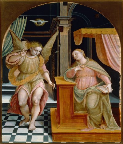 Italia, Vercelli, Annunciation-maalaus tekijältä Bernardino Lanino