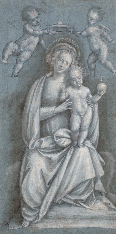 Kahden enkelin kruunaama Madonna ja lapsi, tekijältä Bernardino Lanino