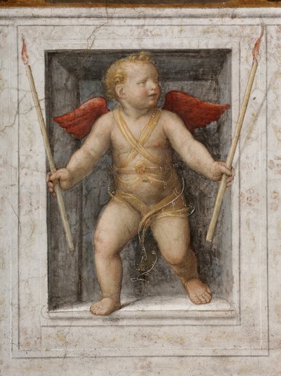 Enkeli pitelee kynttilöitä yksityiskohta (fresko) tekijältä Bernardino Luini