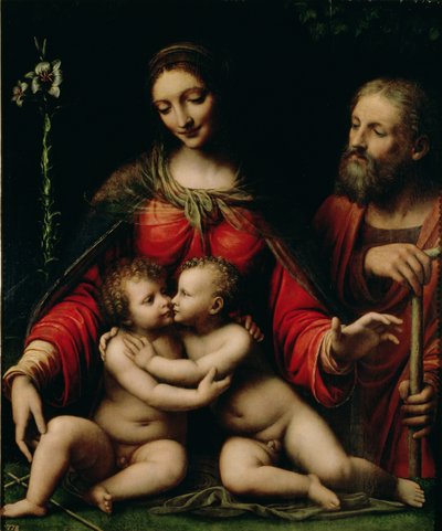 Pyhä perhe ja Johanneksen lapsi tekijältä Bernardino Luini