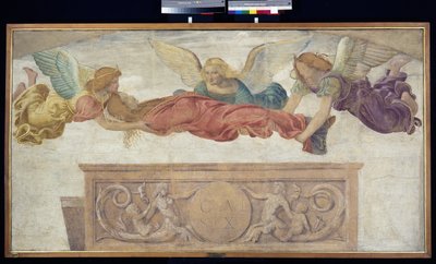 Enkelien kantama Pyhän Katariinan ruumis, n. 1514 (irrotettu fresko aluksella) tekijältä Bernardino Luini