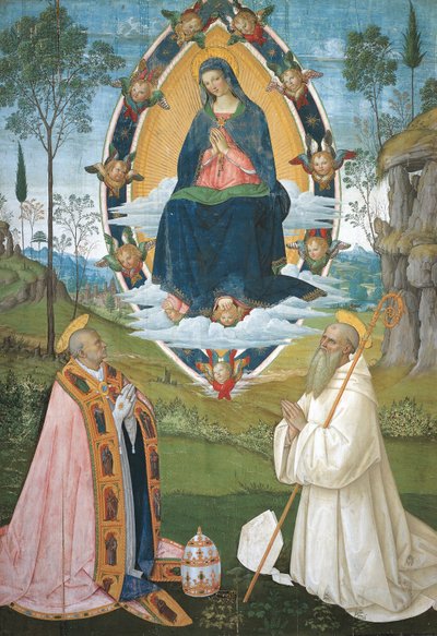 Madonna Gregory Greatin ja Pyhän Benedictin kanssa tekijältä Bernardino di Betto Pinturicchio