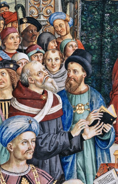 Piccolomini-kirjasto, lounaisseinä: " Pius II johtaa Mantovan valtiopäiviä 1. kesäkuuta tekijältä Bernardino di Betto Pinturicchio