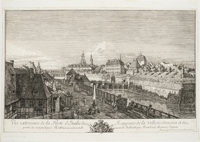 Ulkonäkymä Dresdenin kaupungin valleiden italialaiselle portille tekijältä Bernardo Bellotto