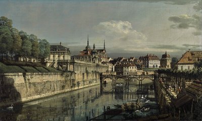 Saksa: Dresden, am Zwinger Näkymä Zwingerin vallihaudasta. tekijältä Bernardo Bellotto