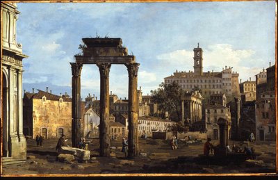 Rooma - Forum Castorin ja Polluxin temppelin kanssa, n. 1742-43 tekijältä Bernardo Bellotto