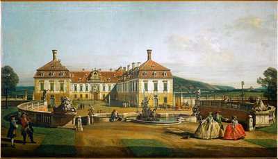 Schlosshofin linna Itävallassa, Savoijin prinssi Eugenin rakennuttama, puutarhasta katsottuna ... (öljy kankaalle) tekijältä Bernardo Bellotto