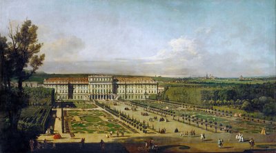 Schönbrunnin linna puutarhasta katsottuna, vuosina 1758-1761 tekijältä Bernardo Bellotto