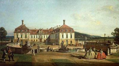 Schlosshofin keisarillinen linna puutarhan puolelta tekijältä Bernardo Bellotto