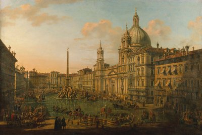 Piazza Navona Roomassa, 1740-luvun alussa. tekijältä Bernardo Bellotto