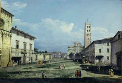 Piazza San Martino ja Duomo, Lucca, noin 1747 (öljy kankaalle). tekijältä Bernardo Bellotto
