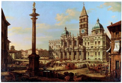 Piazza ja Santa Maria Maggioren kirkko Roomassa, 1739 tekijältä Bernardo Bellotto