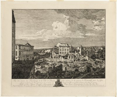 Pirnaischerin esikaupunkien rauniot ja Palais Fürstenhof tekijältä Bernardo Bellotto