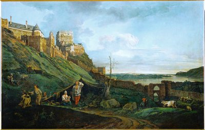 Theben an der Marchin rauniot, Itävalta (öljy kankaalle) tekijältä Bernardo Bellotto