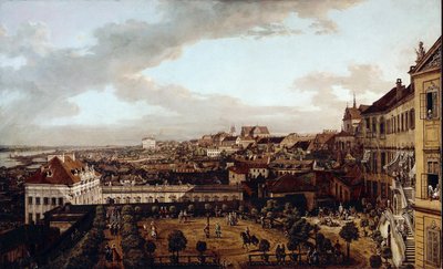 Näkymä Varsovaan, loggialta kuninkaallisen huvilan itäpuolella Krakovaan päin (öljy kankaalle tekijältä Bernardo Bellotto