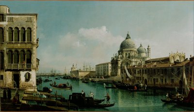 Näkymä Grand Canalille: Santa Maria della Salute ja Dogana Campo Santa Maria Zobenigolta. tekijältä Bernardo Bellotto