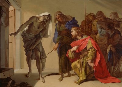 Saul ja Endorin noita. Noin 1650-56 tekijältä Bernardo Cavallino