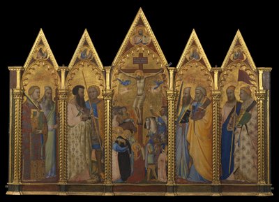 Polyptyykki ristiinnaulitsemalla, 1348 (tempera & kultalehti paneelissa) tekijältä Bernardo Daddi