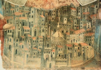 Näkymä Firenzeen, yksityiskohta "La Madonna della Misericordiasta" tekijältä Bernardo Daddi