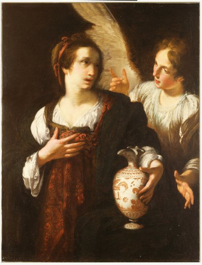Hagar ja enkeli, pian vuoden 1630 jälkeen (öljy kankaalle). tekijältä Bernardo Strozzi