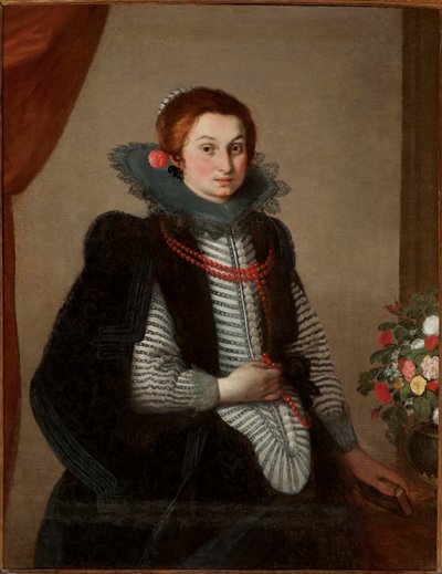Nuoren naisen muotokuva korallikaulakorulla (öljy kankaalle) tekijältä Bernardo Strozzi
