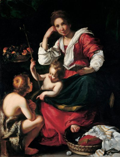 Neitsyt ja lapsi Johannes Kastajan kanssa poikana, n. 1620 tekijältä Bernardo Strozzi